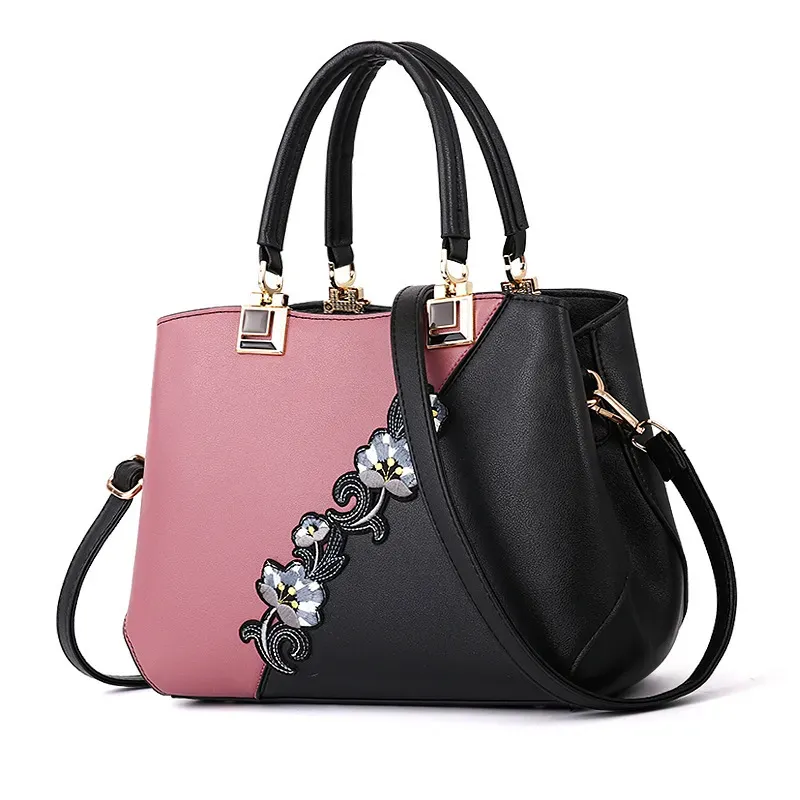 Contrast Color Ladies Flower Handbag Shoulder Fashion Bag - Image 7