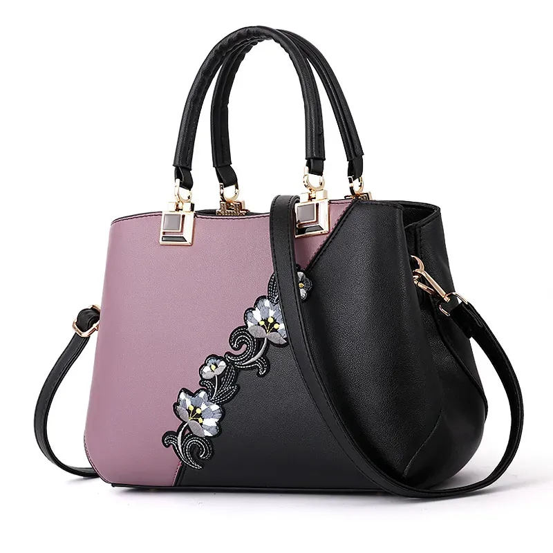 Contrast Color Ladies Flower Handbag Shoulder Fashion Bag - Image 8