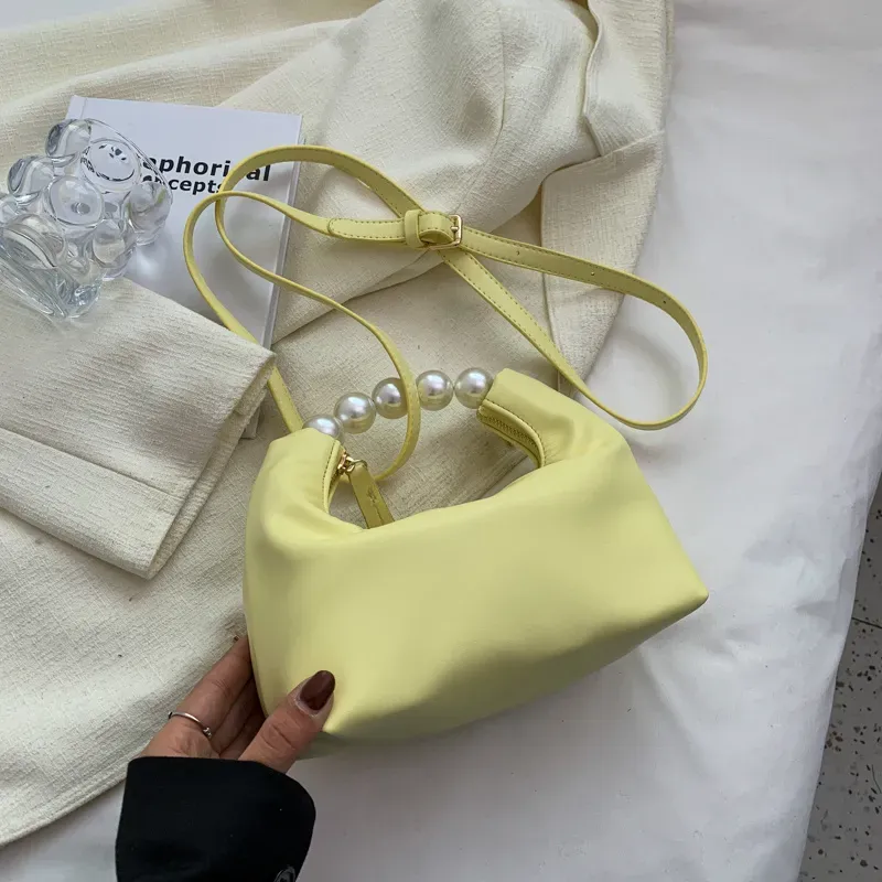 Women Chic Beaded Zipper Design Solid Color PU Handle Bag - Image 12