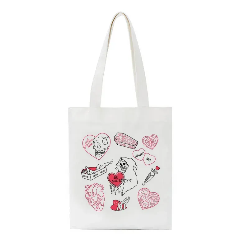 Women Cute Cartoon Graphic Print Large Capacity Canvas Tote Bag - Image 7