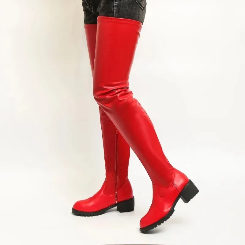 Women Fashion Over Knee Platform Round Toe Over The Knee Boots