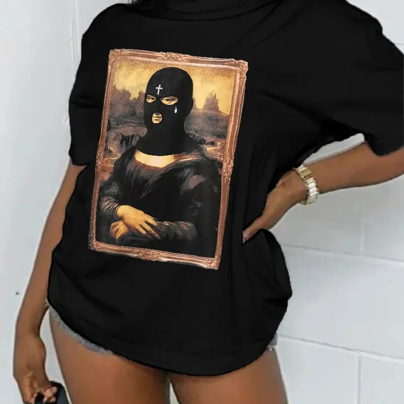 Women Casual Short Sleeve Round Neck Graphic Printed T-shirt