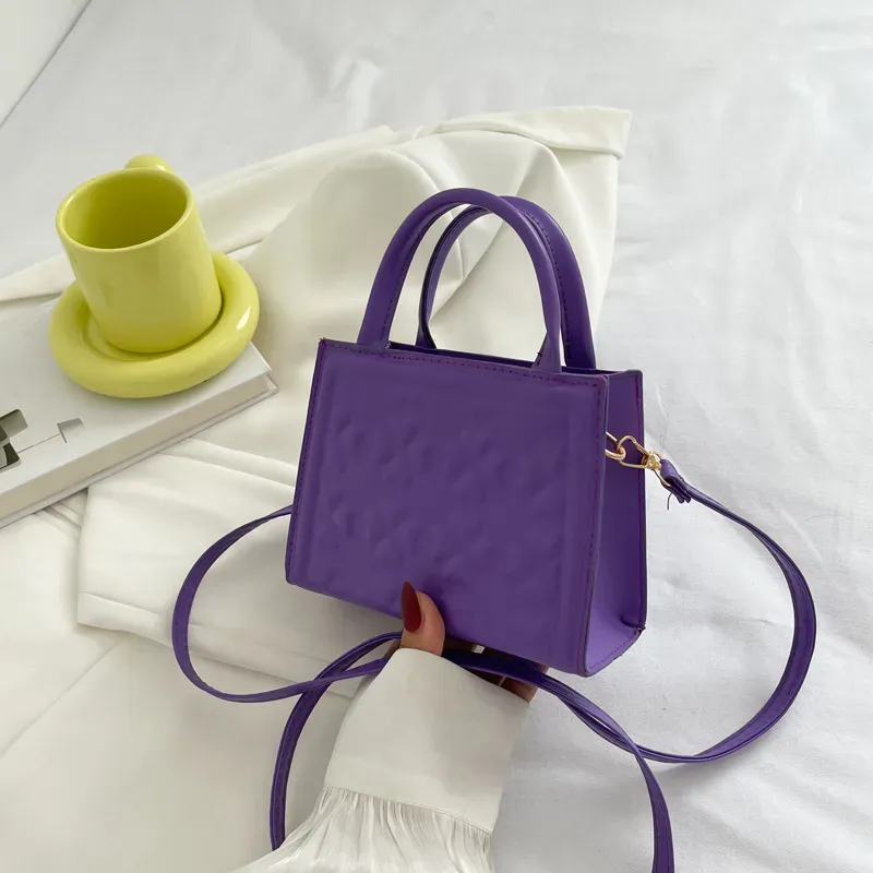 Simple Solid Color Indentation Shoulder Bag - Image 13