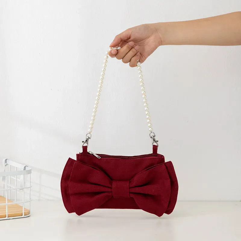 Women'S Fashion Big Bow Pearl Tote Bag