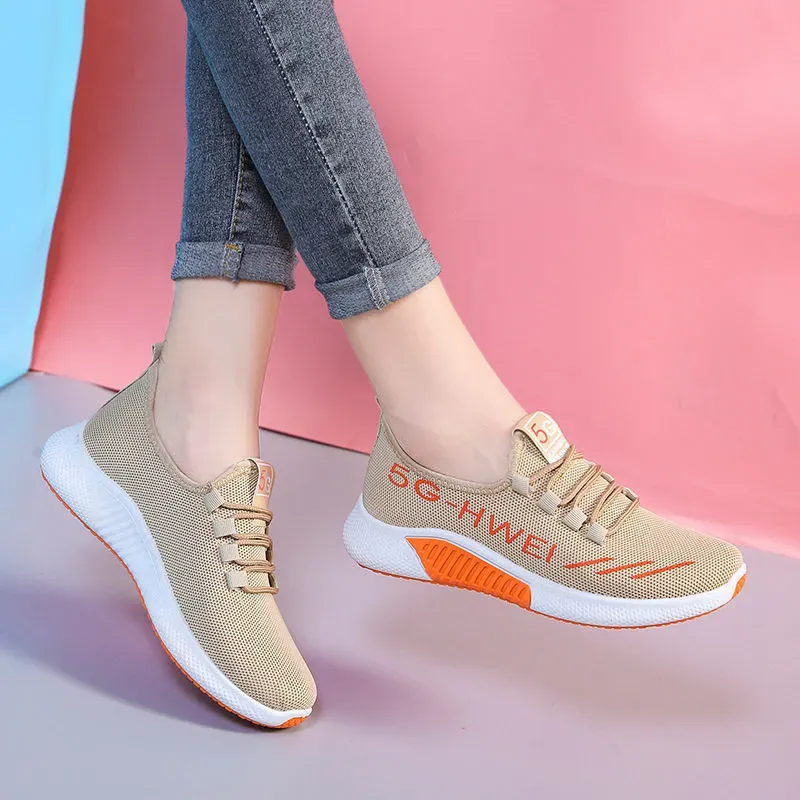 Women Fashion Lace-Up Round Toe Solid Color Breathable Sneakers - Image 7