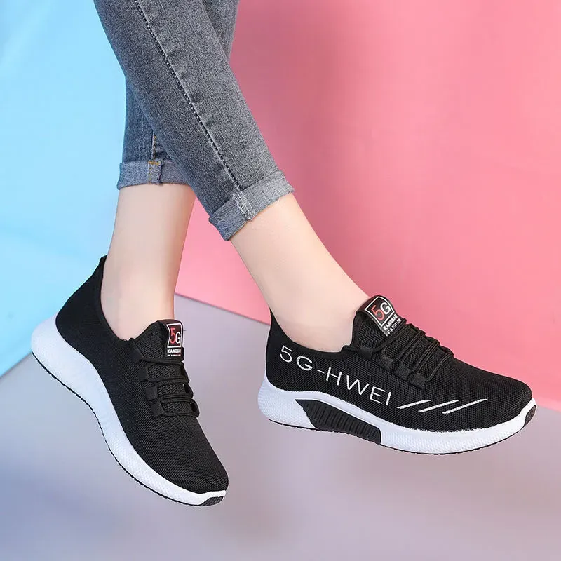 Women Fashion Lace-Up Round Toe Solid Color Breathable Sneakers - Image 8
