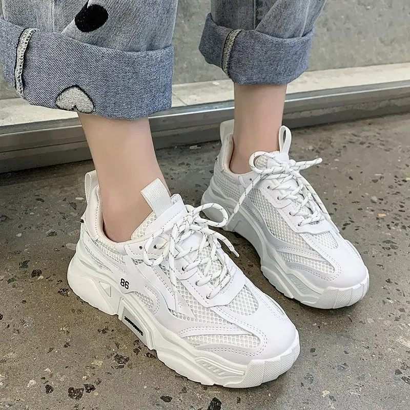 Summer Women Fashion Casual Mesh Breathable Thick-Soled Sneakers - Image 6