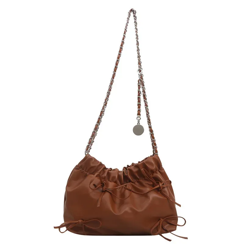 Women Fashion Casual Large Capacity PU Bucket Shoulder Bag - Image 5