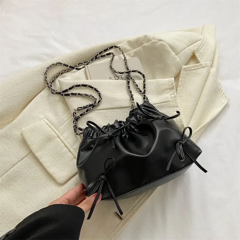 Women Fashion Casual Large Capacity PU Bucket Shoulder Bag - Image 6