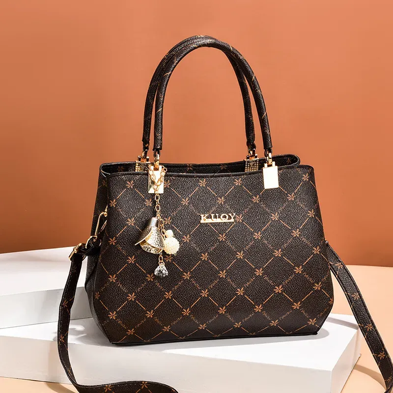 Women Fashion Floral Bell Pendant Large Capacity Handle Bag - Image 3