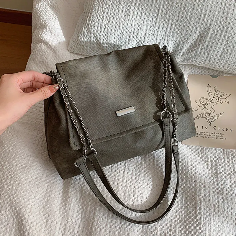 Women Simple Retro Large Capacity Clap Shoulder Bag