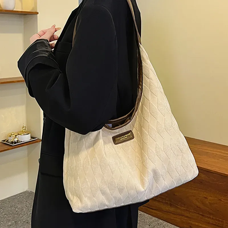 Women Simple Solid Color Large Capacity Shoulder Tote Bag - Image 4