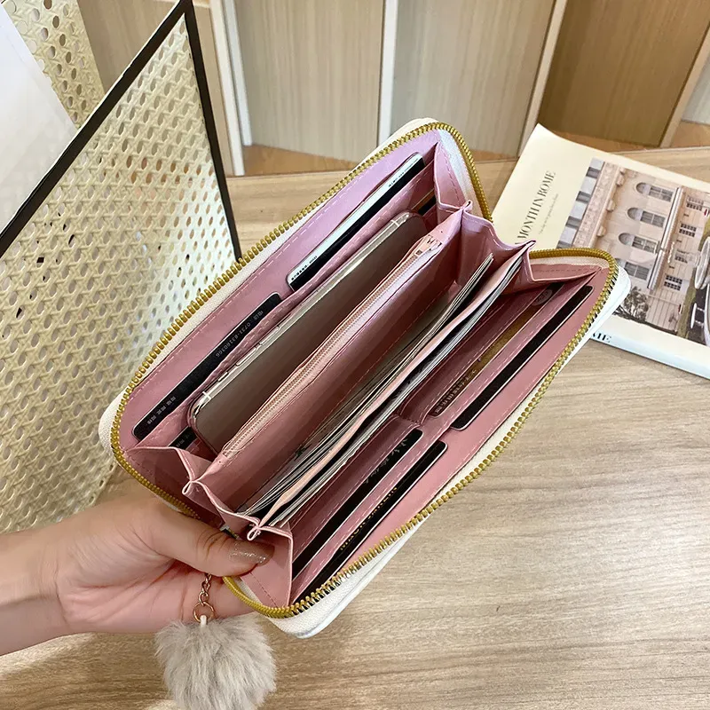 Women Fashion V Pattern Embroidery Hair Ball Pendant Long Purses - Image 4