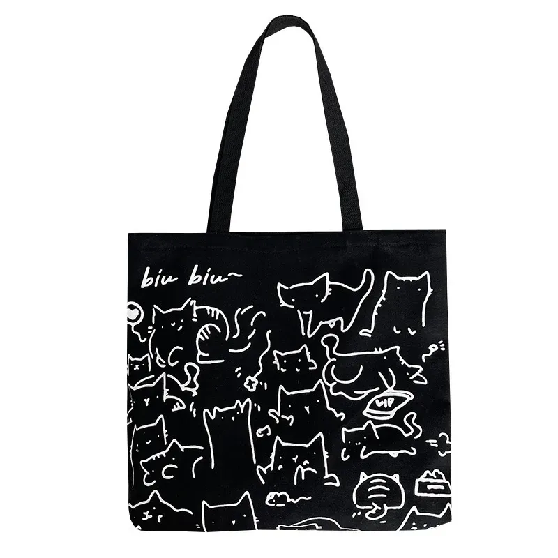 Women Cartoon Animal Print Large Capacity Canvas Tote Bag - Image 5