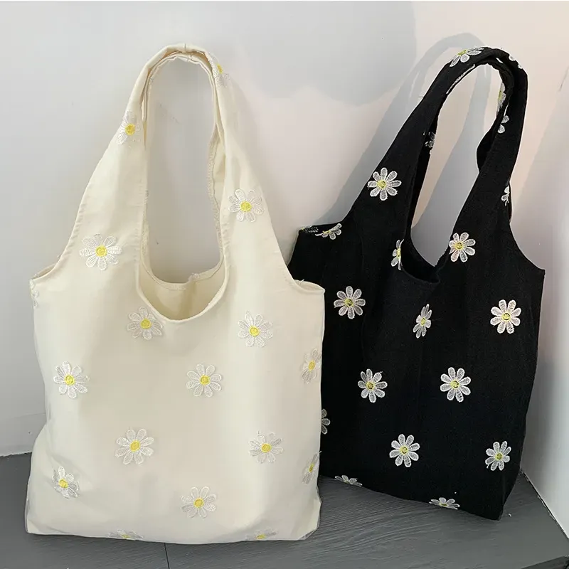 Women Fashion Lace Floral Mesh Embroidered Large Capacity Tote Bag - Image 3