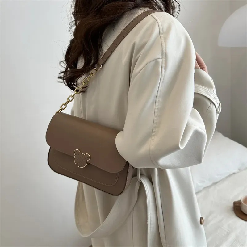 Women Fashion Casual Square Flap PU Shoulder Bag - Image 4