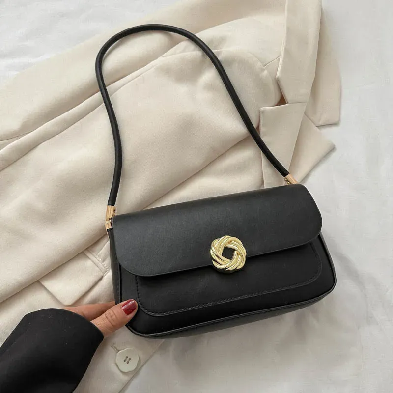 Women Casual Vintage Square Flip Metal Buckle PU Shoulder Bag - Image 6