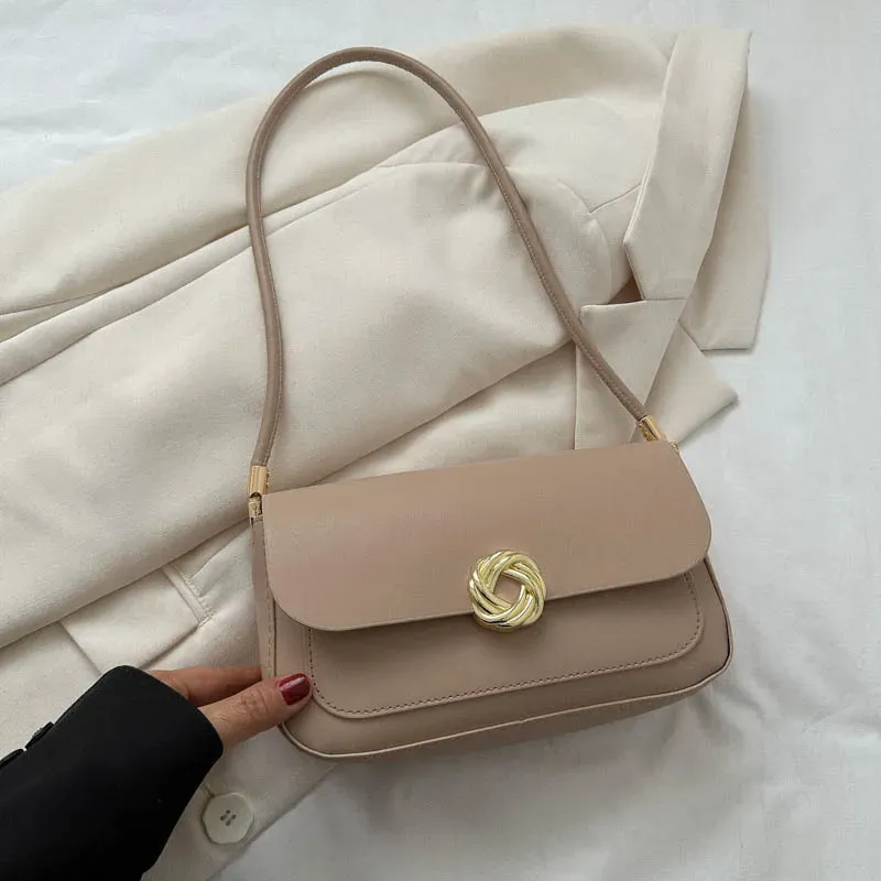 Women Casual Vintage Square Flip Metal Buckle PU Shoulder Bag - Image 8