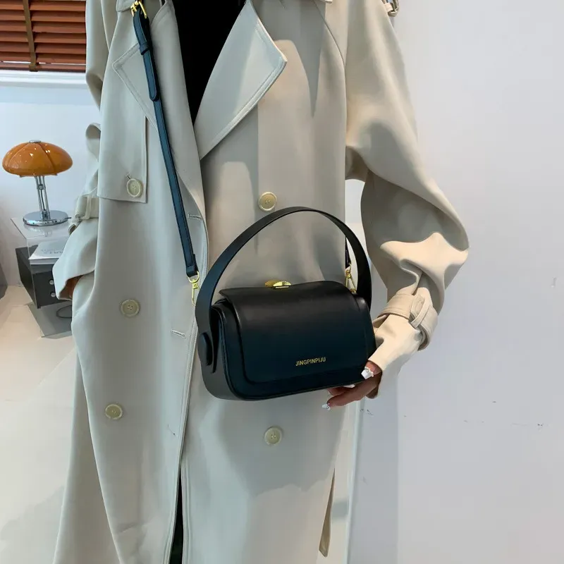 Women Fashion Simple Letter Flap Handle Shoulder Bag