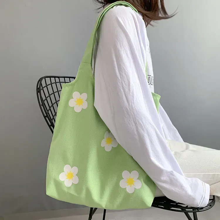 Women Fashion Floral Print Large Capacity Canvas Tote Bag - Image 3