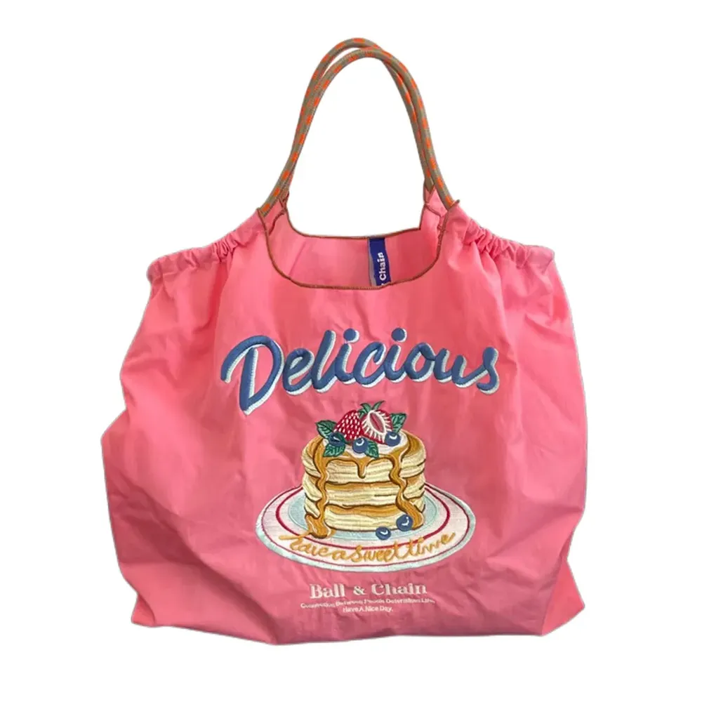 Women Fashion Nylon Embroidered Large Capacity Canvas Shopping Bag - Image 10