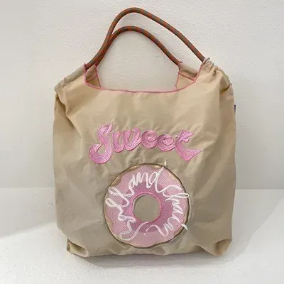 Women Fashion Nylon Embroidered Large Capacity Canvas Shopping Bag - Image 11