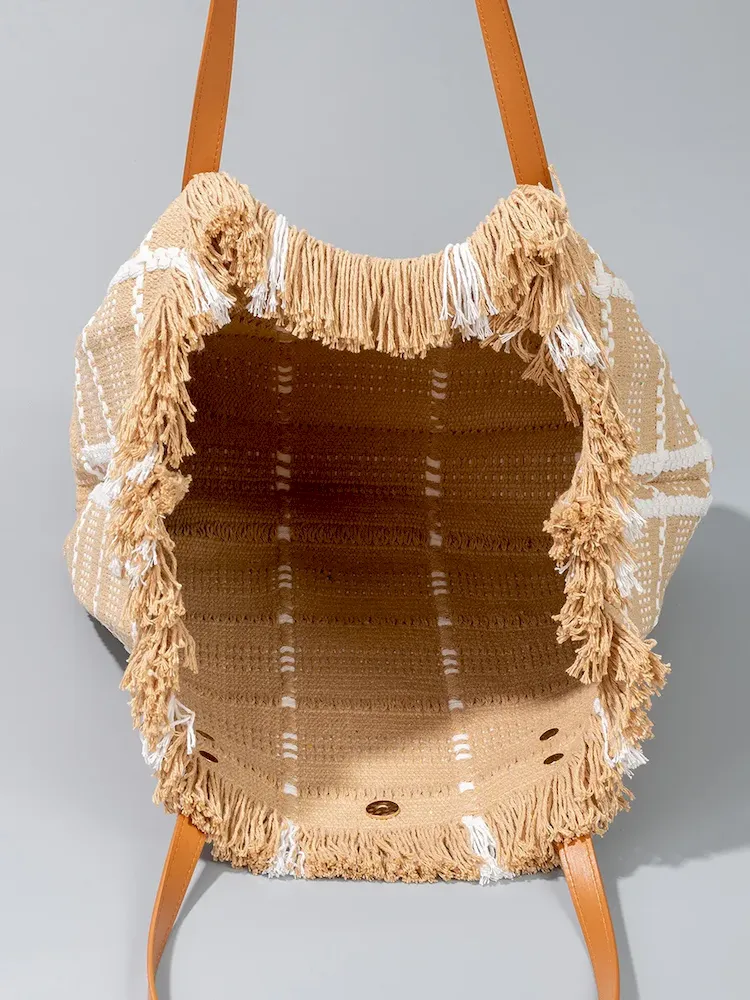 Bohemian Vacation Casual Tassel Large Capacity Tote Bag - Image 4