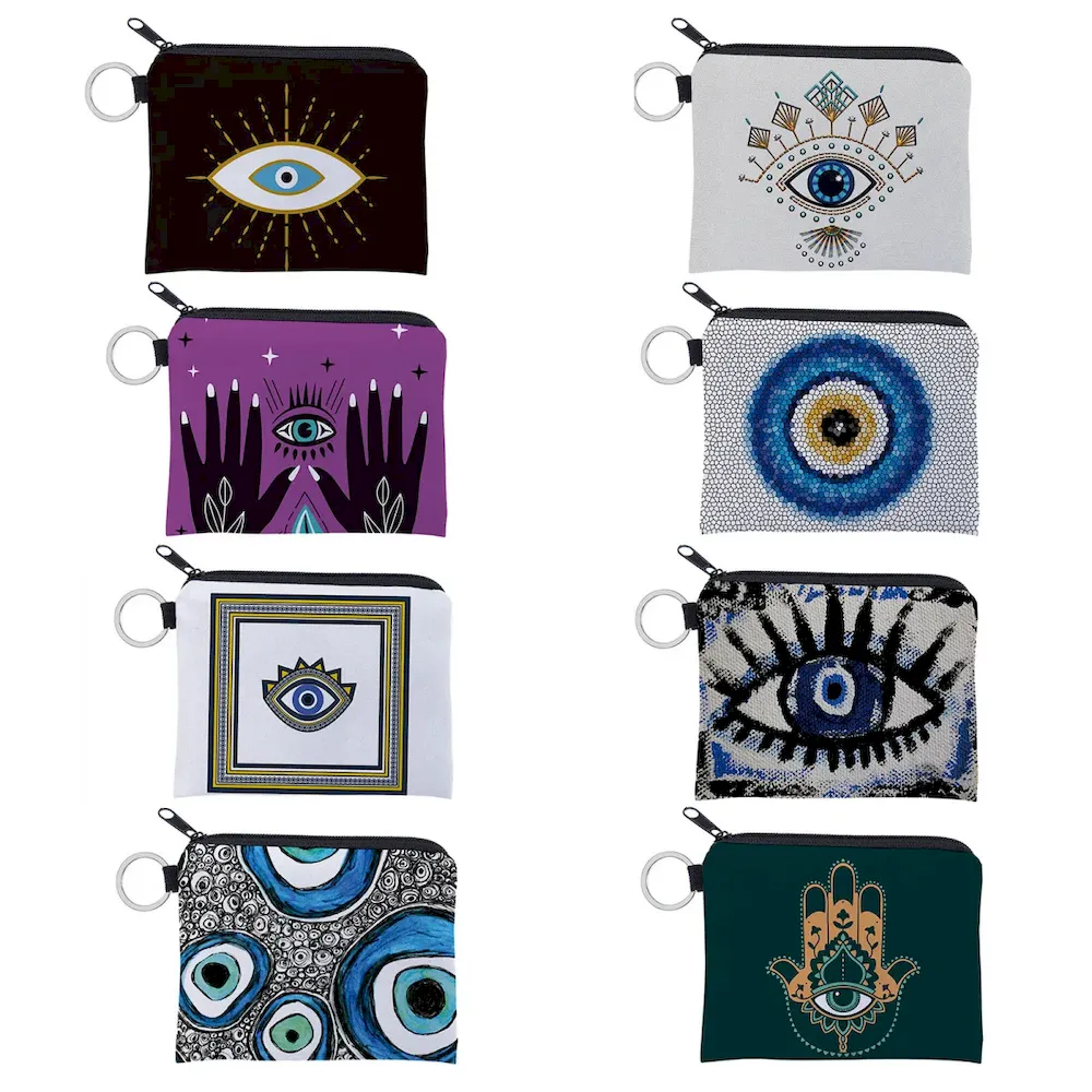 Women Fashion Evil Eye Print Mini Wallet