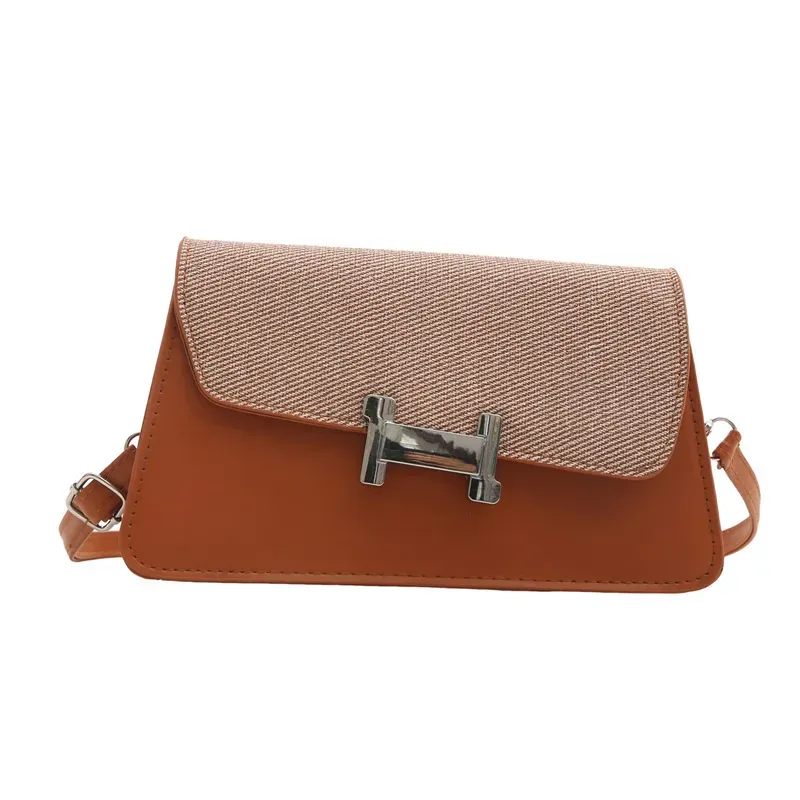 Women Fashionable Contrast Color Stitching Square Shoulder Bag - Image 6