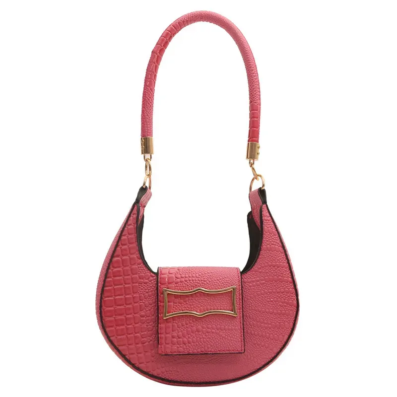 Simple And Fashionable Crocodile Pattern Solid Color Underarm Bag - Image 9