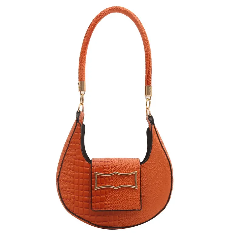 Simple And Fashionable Crocodile Pattern Solid Color Underarm Bag - Image 10