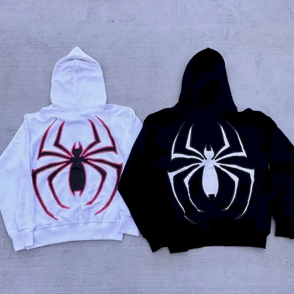 Y2K Unisex Couple Personalized Spider-Print Hoodie - Image 3