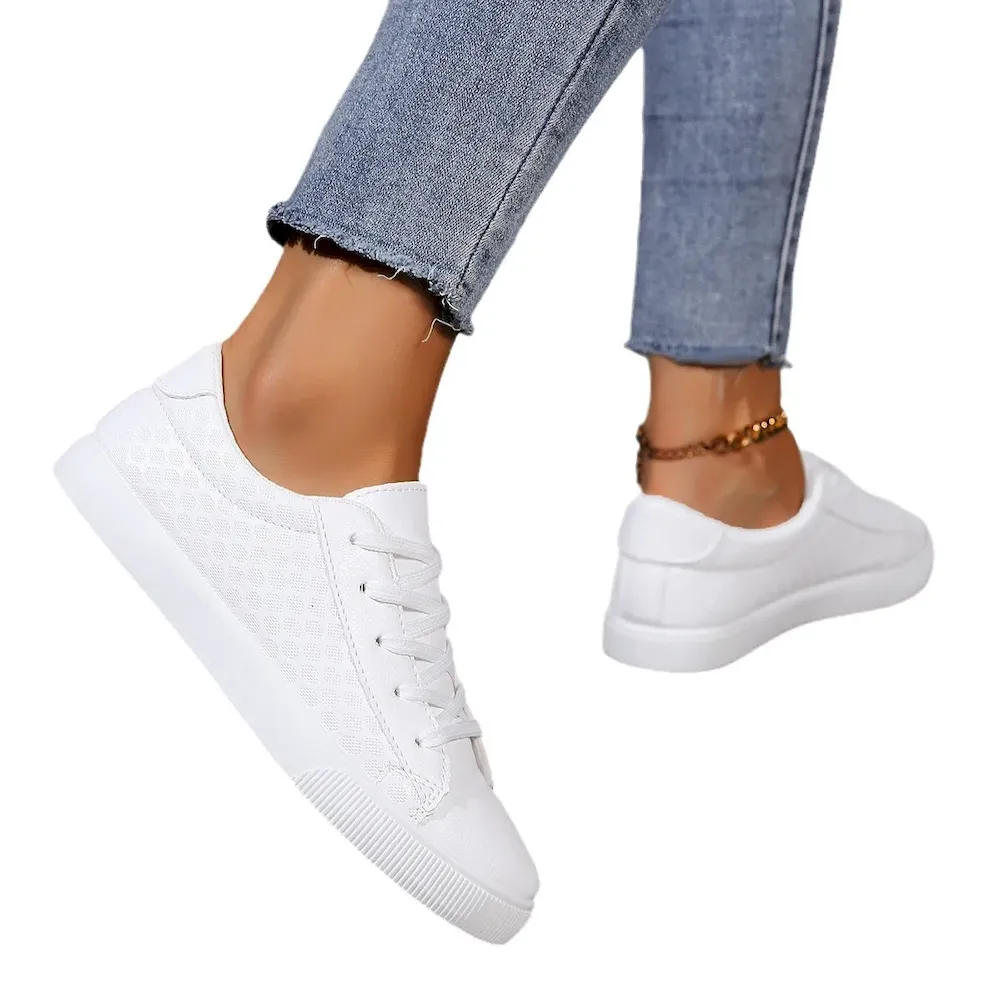 Summer Women Casual Plus Size Lace-Up Small White Shoes Sneaker - Image 5