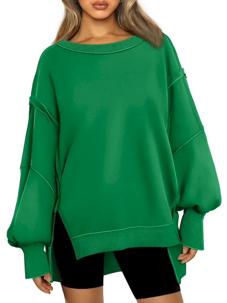 Women Fashion Casual Crewneck Long Sleeve Blank Sweatshirt - Image 10