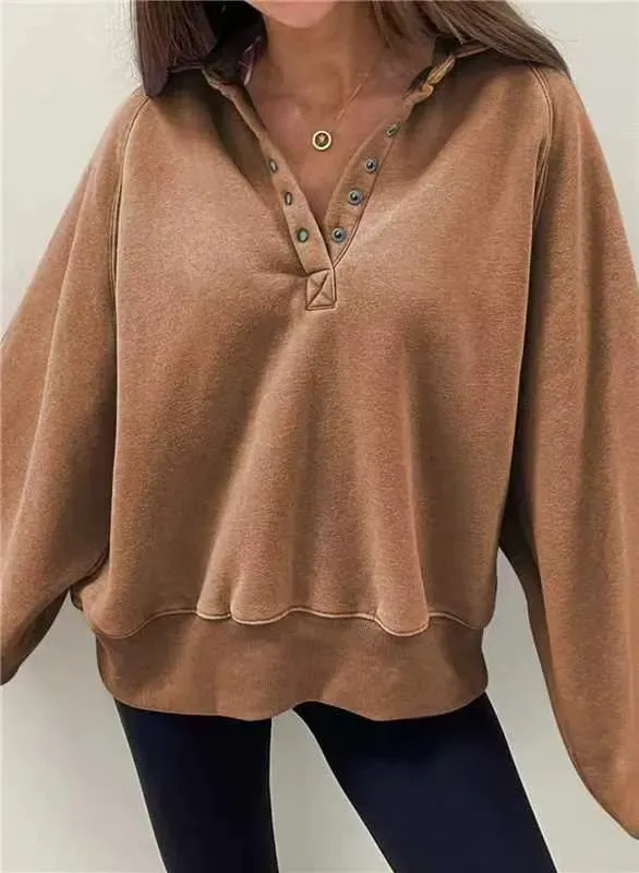Autumn Winter Women Casual Solid Color Lantern Sleeve Hoodies - Image 4