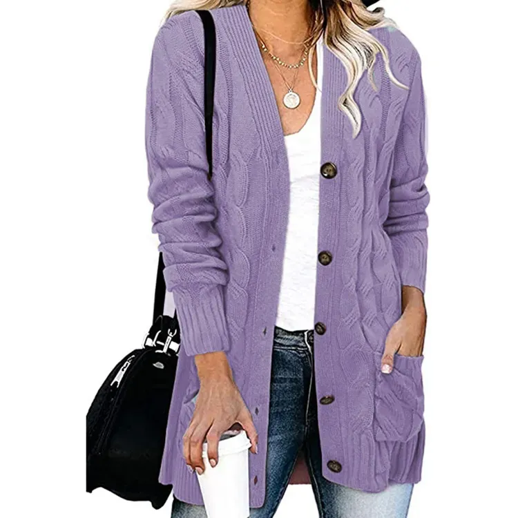 Autumn Winter Women Casual Single-Breasted Knitted Cardigan Jacket - Image 4