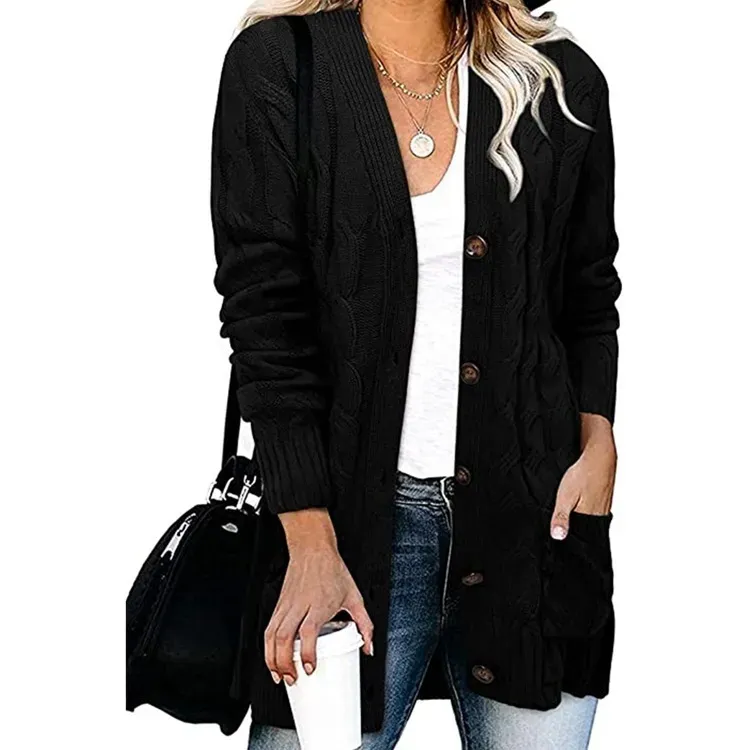 Autumn Winter Women Casual Single-Breasted Knitted Cardigan Jacket - Image 5