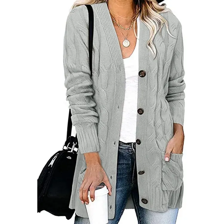 Autumn Winter Women Casual Single-Breasted Knitted Cardigan Jacket - Image 8