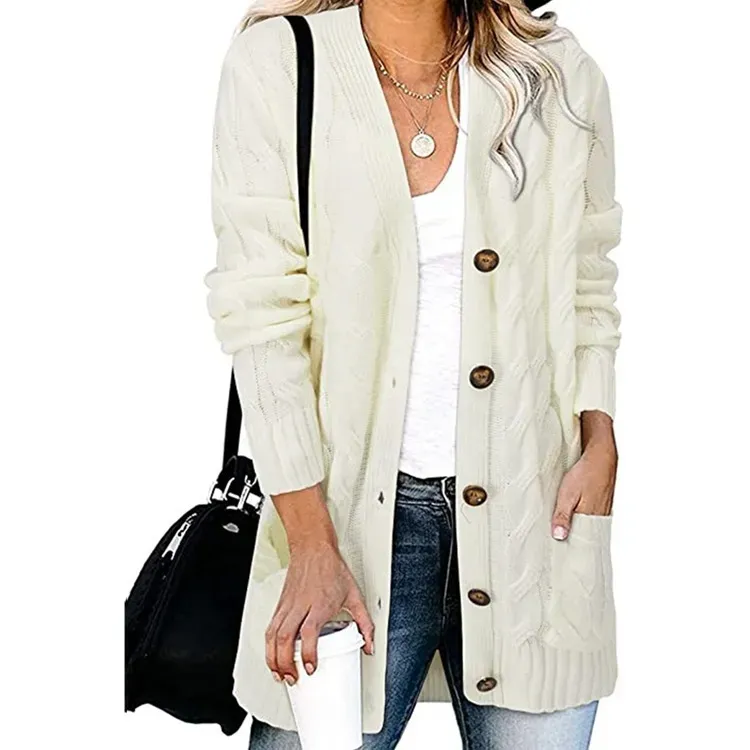 Autumn Winter Women Casual Single-Breasted Knitted Cardigan Jacket - Image 10