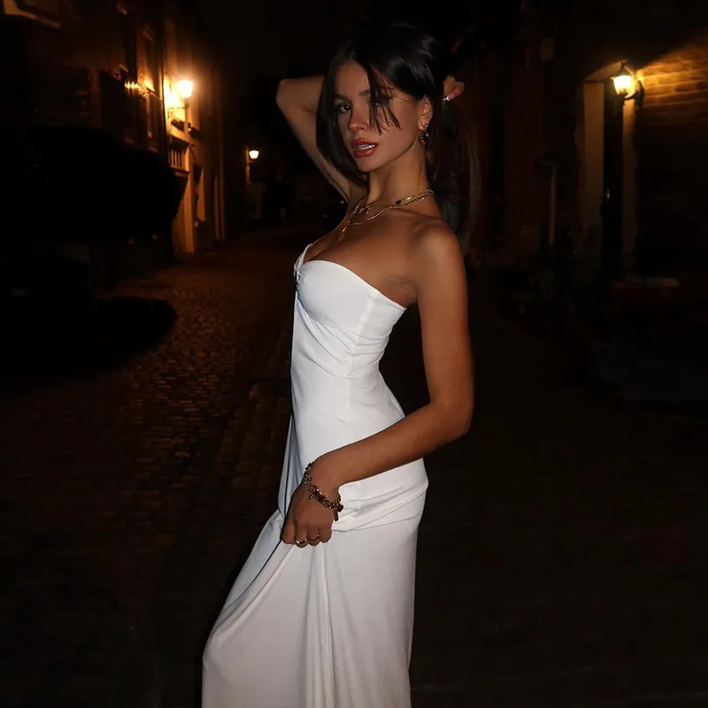 Women Fashion Sexy Hollow Tube Maxi Dress - Image 4