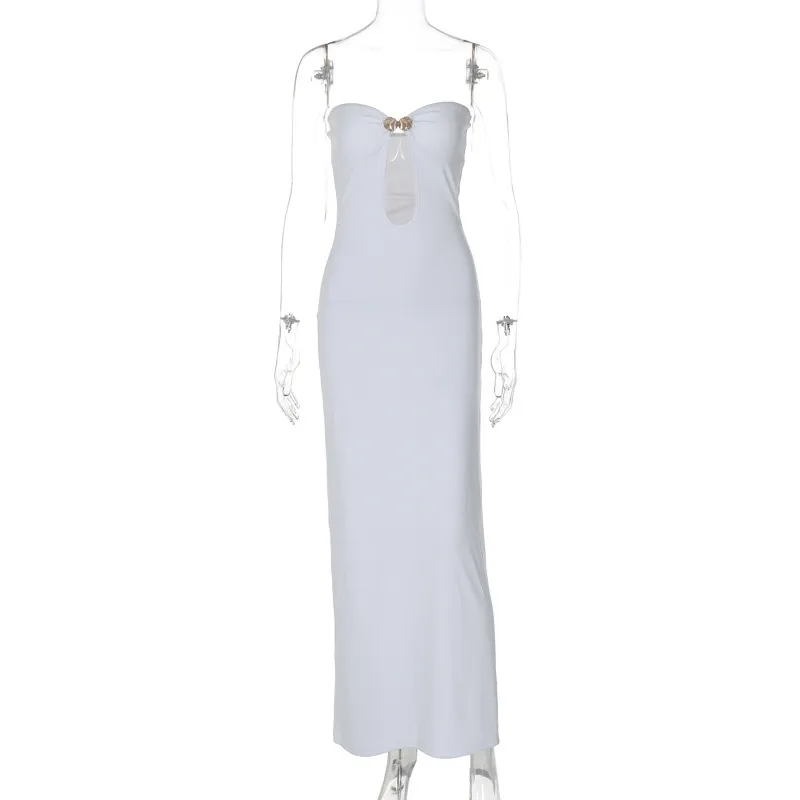 Women Fashion Sexy Hollow Tube Maxi Dress - Image 6