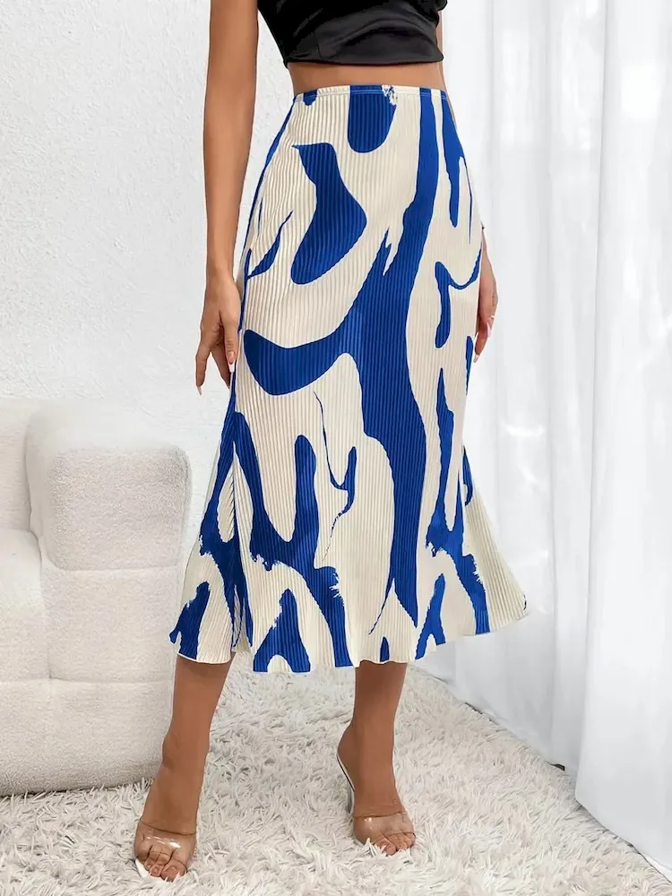 Summer Women Fashion Geometric Print Skirt - Image 5