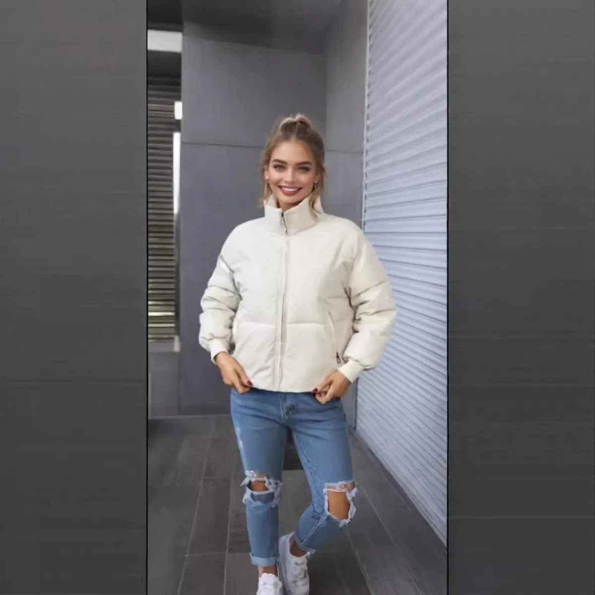 Autumn Winter Women Fashionable Loose Thickened Cotton-Padded Coat - Image 4