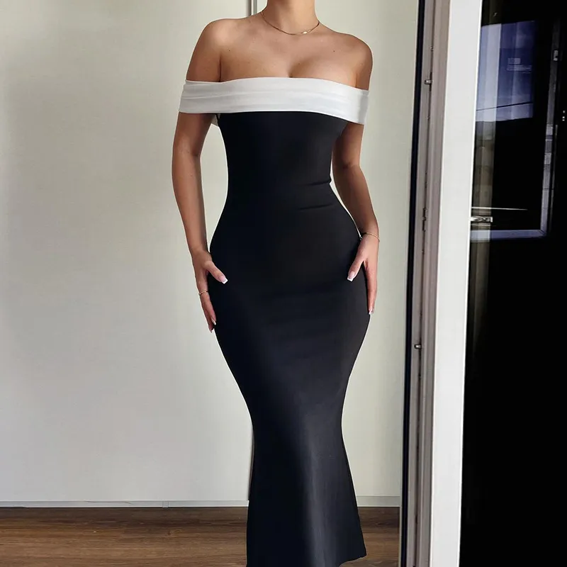 Women Fashion Sexy Off Shoulder Tight Dress - Image 2