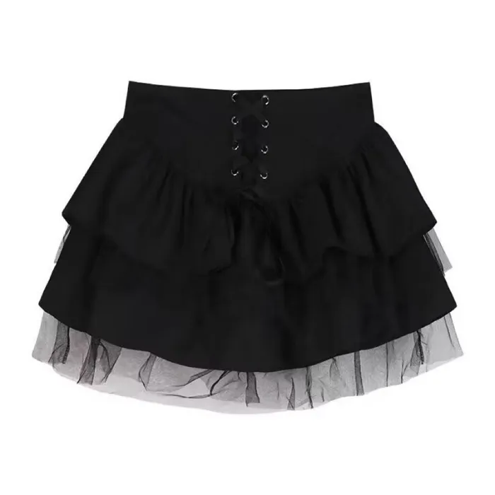 Women Fashion Dark Gothic Mesh Stitching High Waist Skirt - Image 5