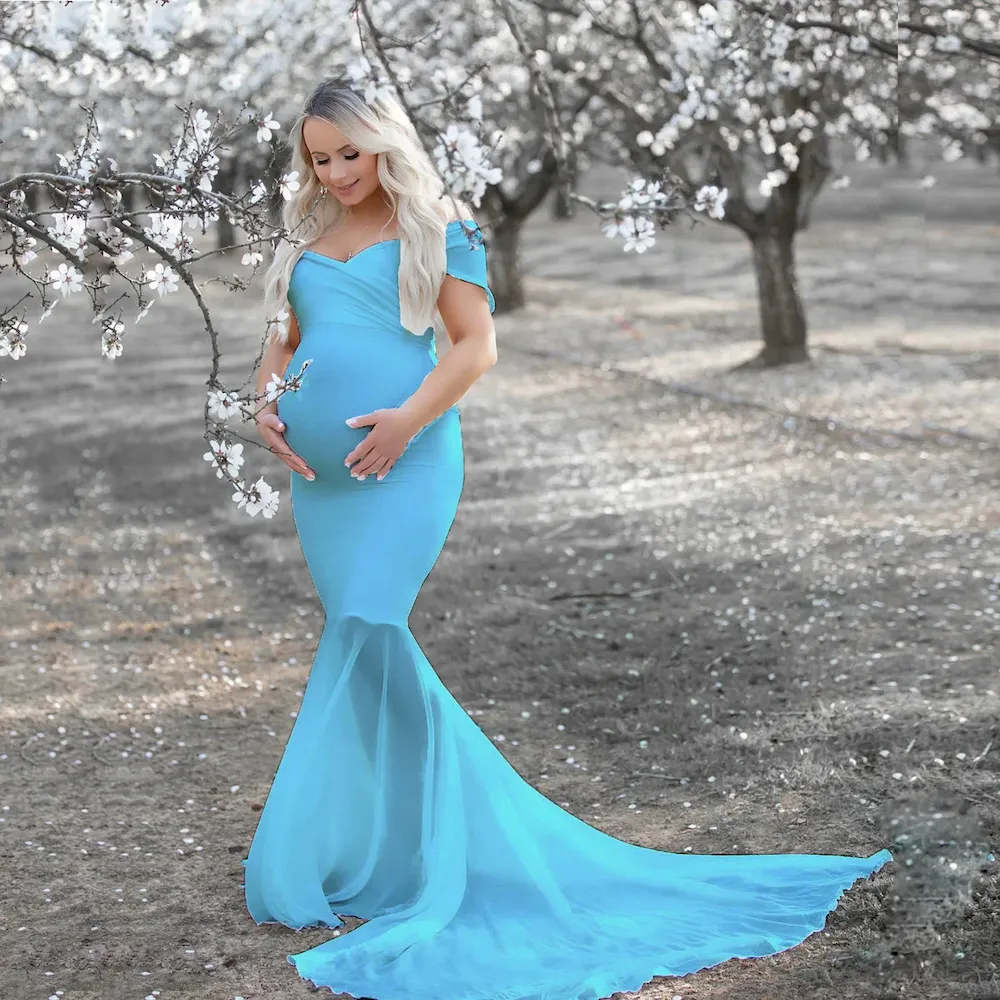 Pregnant Women Fashion Solid Color Chiffon Mop Dress - Image 5