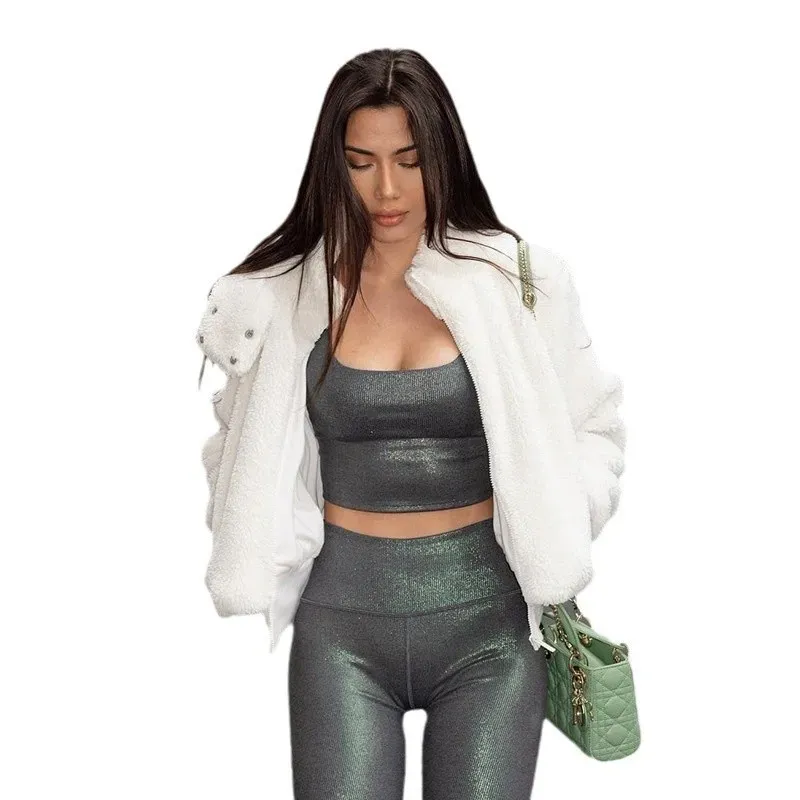 Autumn And Winter Casual Cozy Style Lamb Fleece Coat Plush Cardigan - Image 4