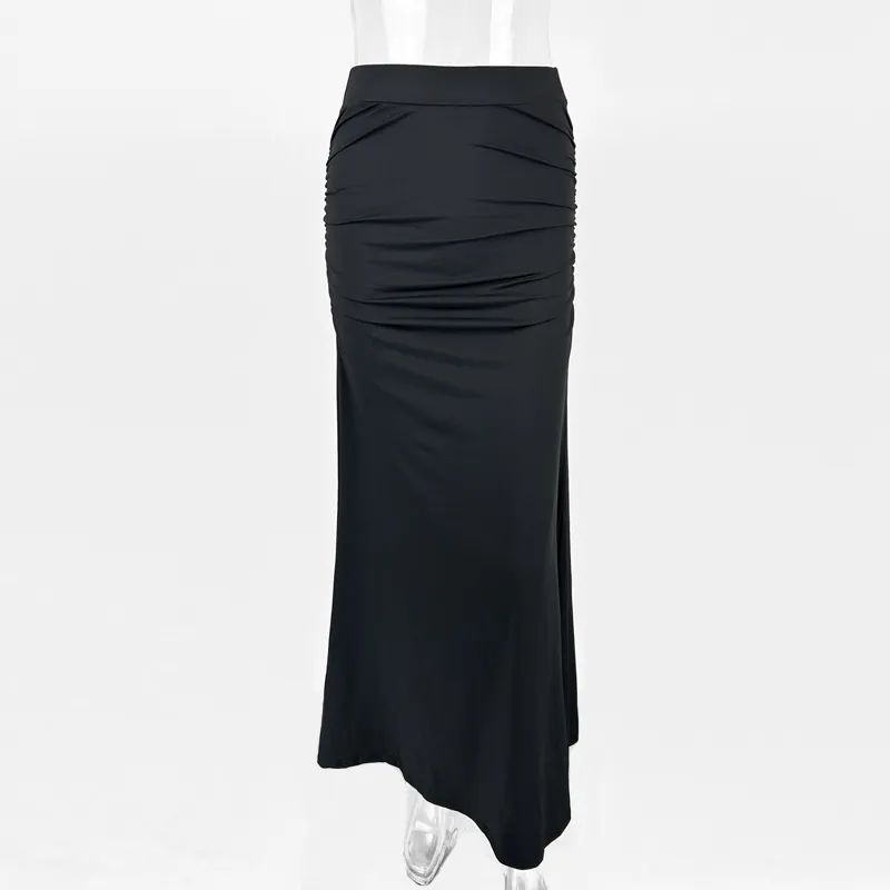 Summer Women Fashion Creased Slim Long Skirt - Image 6