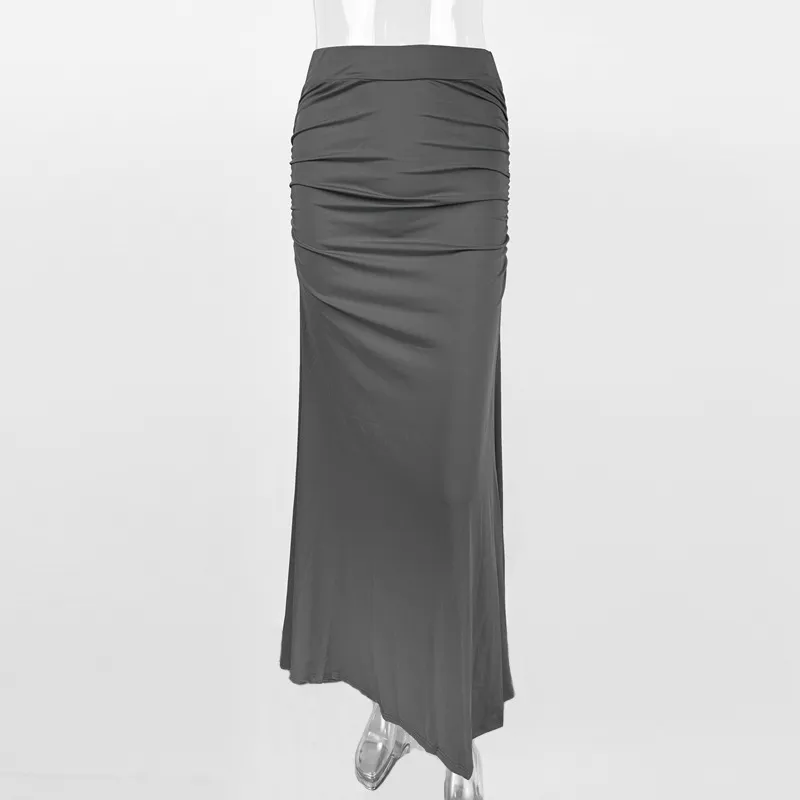 Summer Women Fashion Creased Slim Long Skirt - Image 7