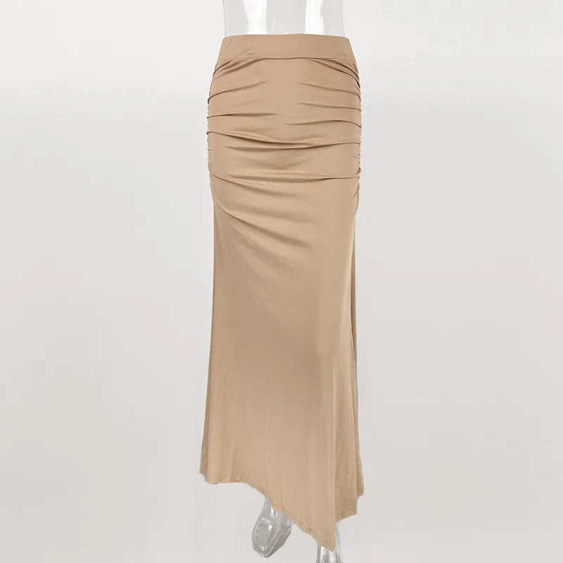 Summer Women Fashion Creased Slim Long Skirt - Image 8